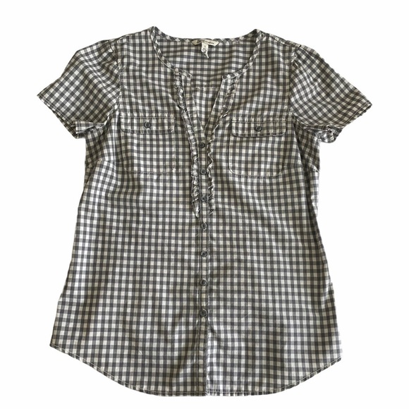 Bass Gray & White Gingham Button Up Top - Picture 2 of 5